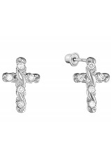 delightful itty-bitty rope design cross earrings for babies